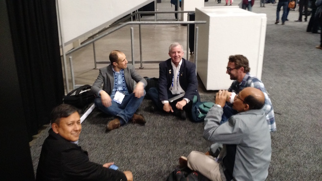 ICIMOD and AST team members rest and talk