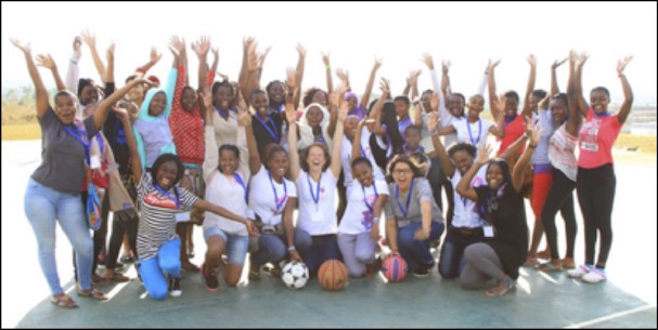 Group photo of girls participating in the 2018 camp