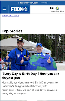 Screenshot of Fox54 article about Huntsville Earth Day event
