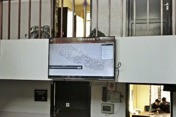 Photo of large monitor displaying the application