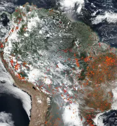satellite view of South America