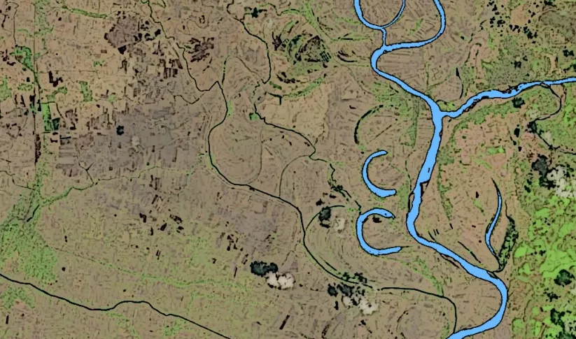 A digitally enhanced map of the lower Mekong River