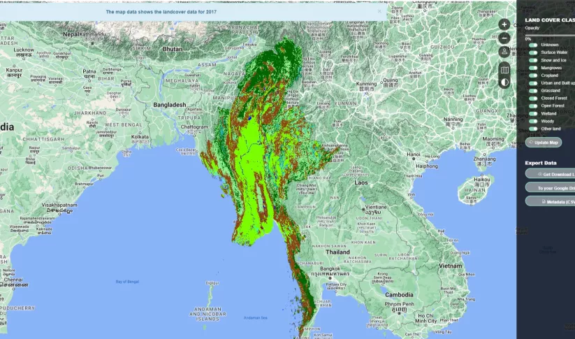 a land use satellite map of Myanmar
