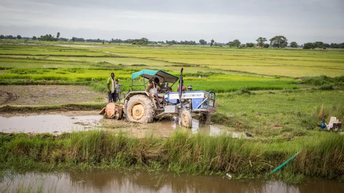 A tractor used in a rice field in Nepal. Photo credit: ICIMOD / Jitendra Raj Bajracharya
