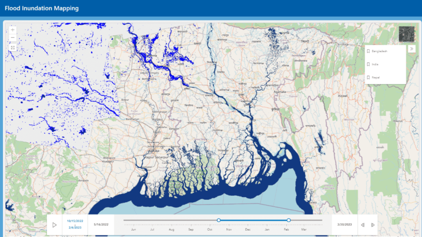 A map of Southeast Asia from the Flood Inundation Mapping Tool