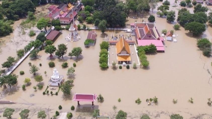 A flooded town in the lower Mekong river region